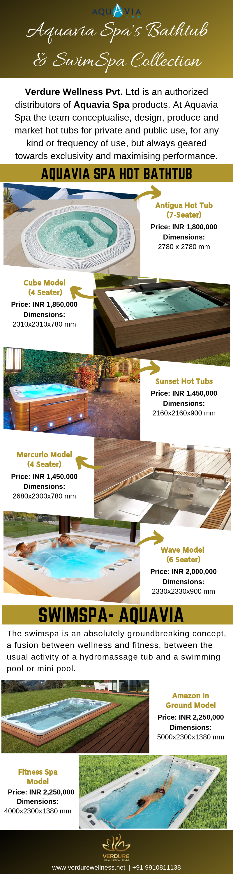 Aquavia Jacuzzi tub Spa Collection - Verdure Wellness